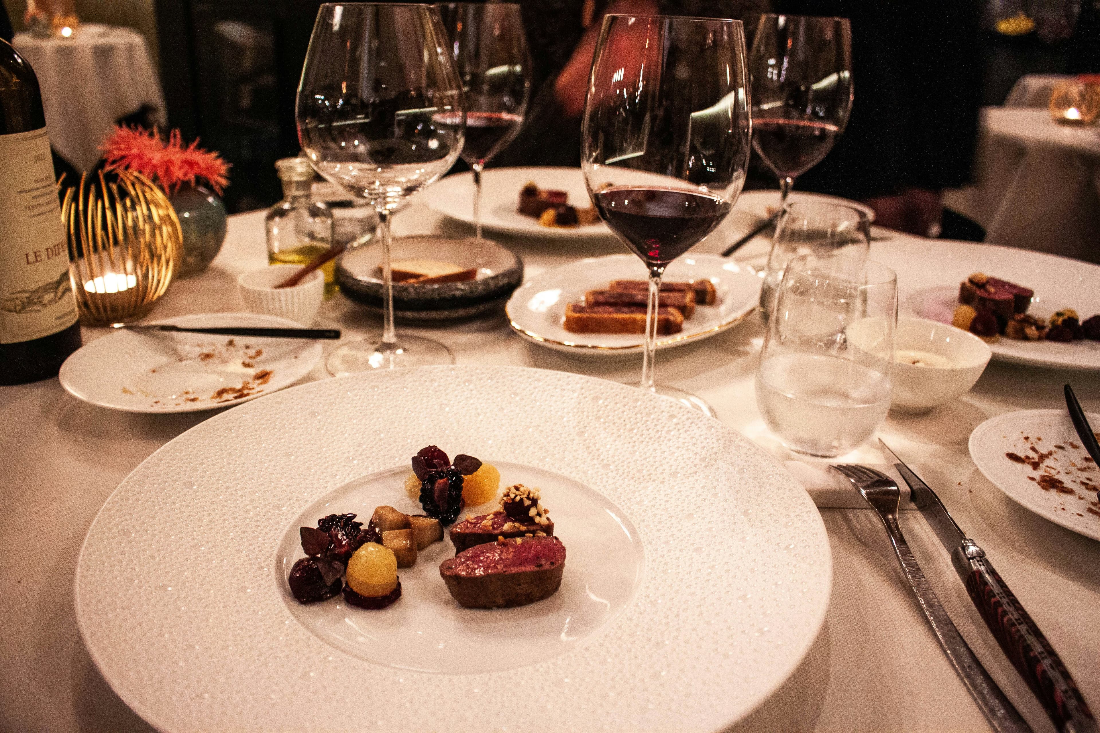 Champagne glasses at a Viennese restaurant